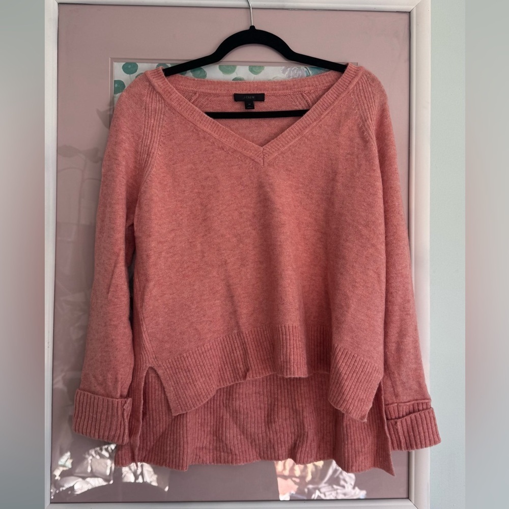 J. Crew Warm Pink V-Neck Sweater - Picture 2 of 5